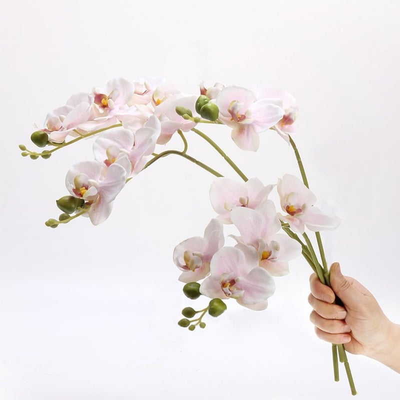 DODXIAOBEUL 4-Pcs Artificial Flowers Real Touch Latex Phalaenopsis 17.7inch Artificial Orchid Stem Bouquets for Wedding Party Home Garden Decor,Light Pink - Image 1