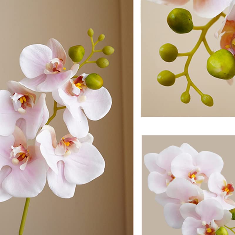 DODXIAOBEUL 4-Pcs Artificial Flowers Real Touch Latex Phalaenopsis 17.7inch Artificial Orchid Stem Bouquets for Wedding Party Home Garden Decor,Light Pink - Image 2