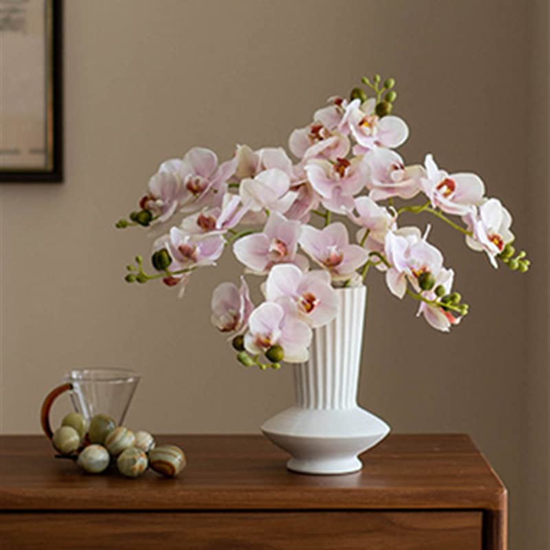 DODXIAOBEUL 4-Pcs Artificial Flowers Real Touch Latex Phalaenopsis 17.7inch Artificial Orchid Stem Bouquets for Wedding Party Home Garden Decor,Light Pink - Image 3