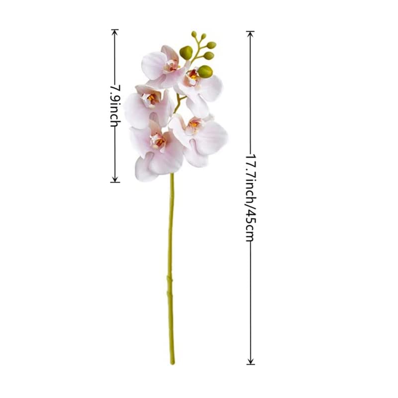 DODXIAOBEUL 4-Pcs Artificial Flowers Real Touch Latex Phalaenopsis 17.7inch Artificial Orchid Stem Bouquets for Wedding Party Home Garden Decor,Light Pink - Image 5