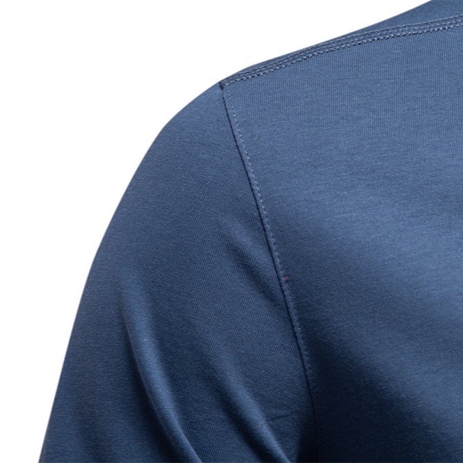 2025 Autumn New Cross-Border Henry Collar Contrast Color Men''s Long Sleeve T-Shirt Business Casual Bottoming Shirt Men''s T-Shirt - Image 4