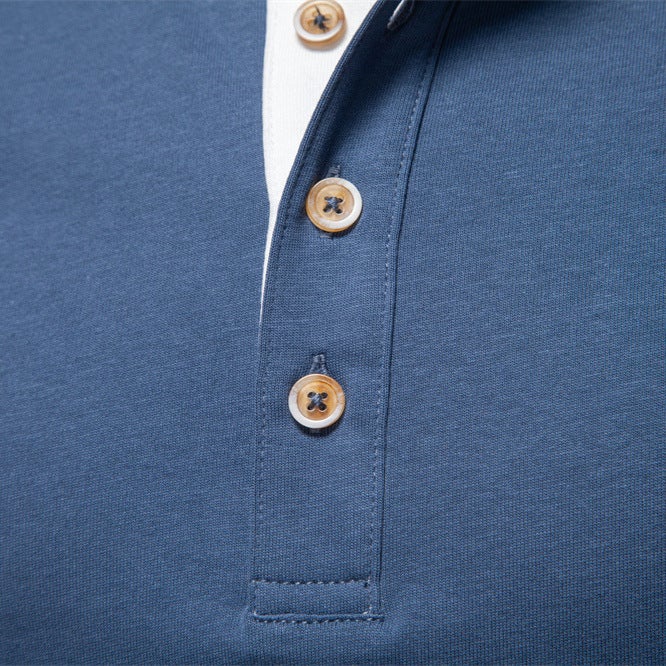 2025 Autumn New Cross-Border Henry Collar Contrast Color Men''s Long Sleeve T-Shirt Business Casual Bottoming Shirt Men''s T-Shirt - Image 5