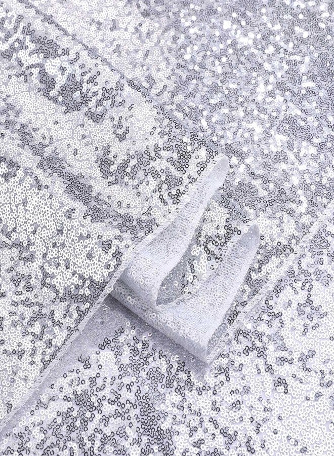 QueenDream Wedding Aisle Runner: 4FT×15FT Sequin Fabric - Silver Sparkly Carpet Runner for Christmas Disco Prom Party Outdoor Grass Floor Indoor Rug Runner Hallway Decor - Image 4