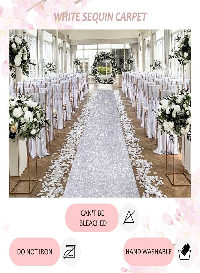 QueenDream Wedding Aisle Runner: 4FT×15FT Sequin Fabric - Silver Sparkly Carpet Runner for Christmas Disco Prom Party Outdoor Grass Floor Indoor Rug Runner Hallway Decor - Image 5