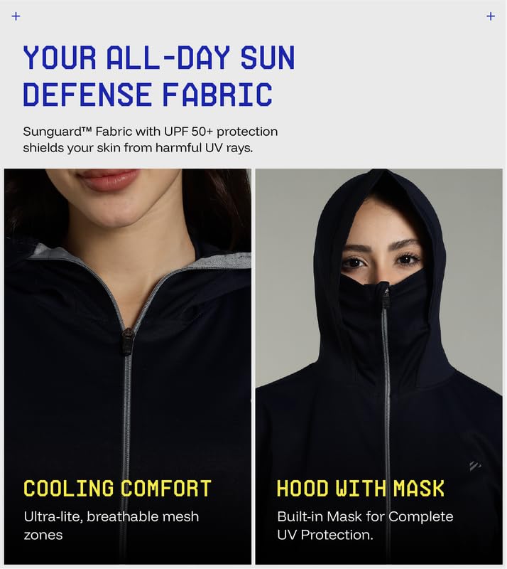 BLUE TYGA Nylon Womens Sunscreen Standard Length Jacket 2.0 - Advanced Protection from Sun & Pollution - UPF 50+ Protection, Black - Image 5