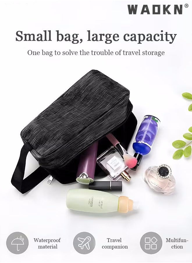 Outdoor Wash Bag Portable Storage Bag Waterproof Clutch Bag Large Capacity Makeup Cosmetic Handbag Packing Organizers for Men Women Travel Business Trip Travel Toiletry Bag Bathroom Bag Black