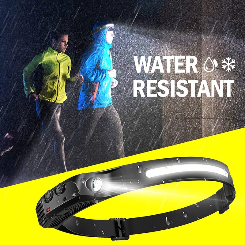 UOXOO UOXOO LED Headlamp Rechargeable 3 Pack 230 Wide Beam Head Lamp Motion Sensor Headlights for Head 5Mode Headband Light Waterproof Bright Headlight for Camping Accessories Gear Hard Hat Fishing CyclingPack of 3  - Image 5