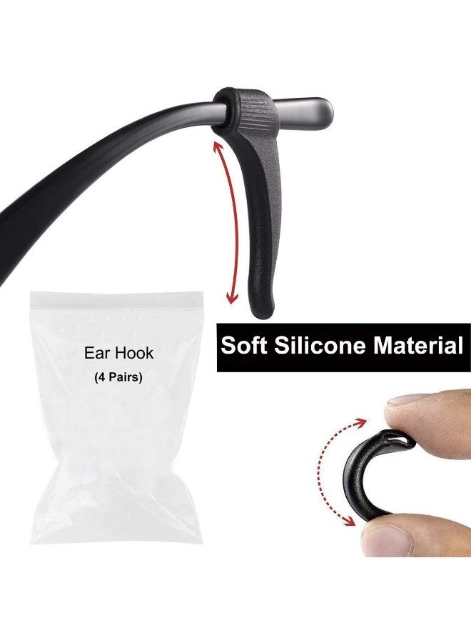 ٤ أزواج من خطافات سيليكون مانعة للانزلاق للنظارات – مثبت طرف الذراع للنظارات للأطفال والكبار – طقم تثبيت للنظارات الرياضية