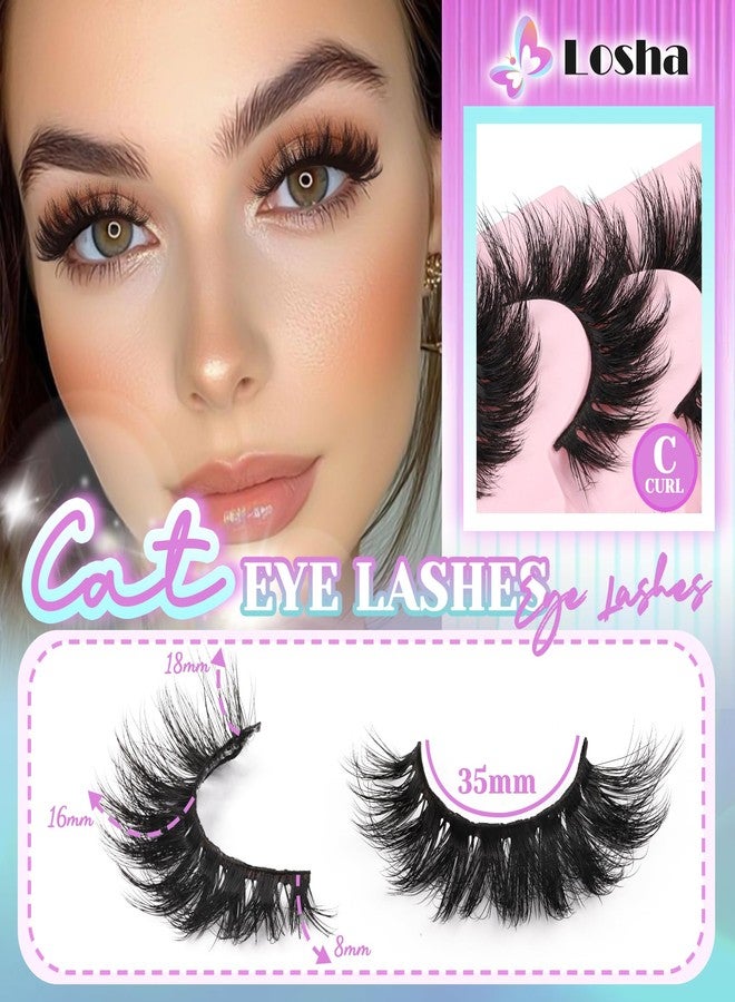 Losha Lashes Fluffy False Eyelashes Volume Cat Eye Lashes 7 Pairs Crisscross Lashes Strips 8-18mm Thick Fake Eyelashes 3D Faux Mink Lashes (FC03) - Image 3