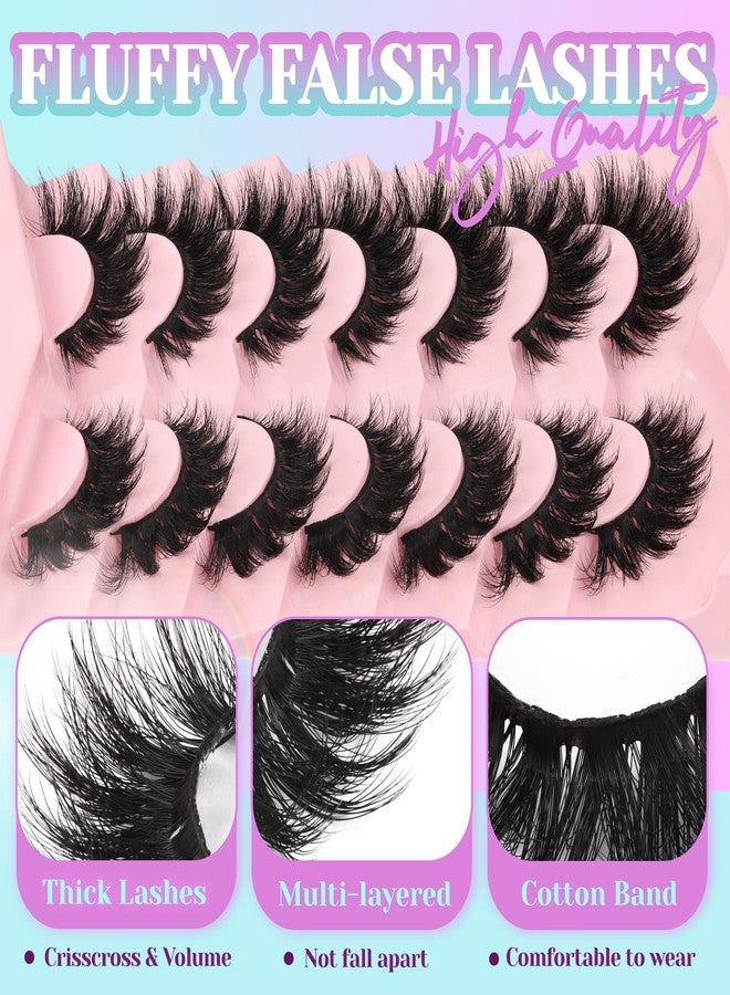 Losha Lashes Fluffy False Eyelashes Volume Cat Eye Lashes 7 Pairs Crisscross Lashes Strips 8-18mm Thick Fake Eyelashes 3D Faux Mink Lashes (FC03) - Image 2