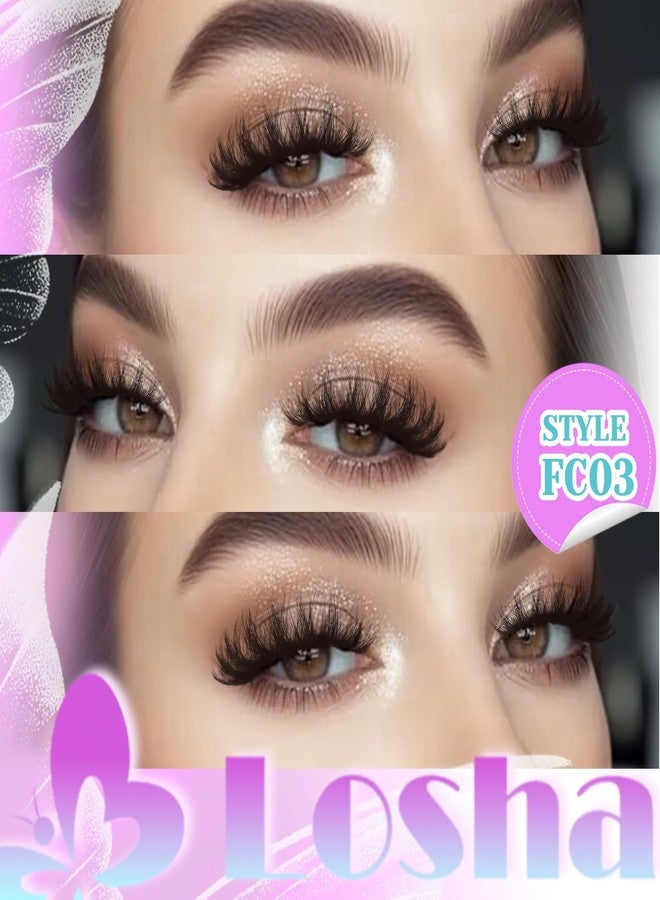 Losha Lashes Fluffy False Eyelashes Volume Cat Eye Lashes 7 Pairs Crisscross Lashes Strips 8-18mm Thick Fake Eyelashes 3D Faux Mink Lashes (FC03) - Image 5