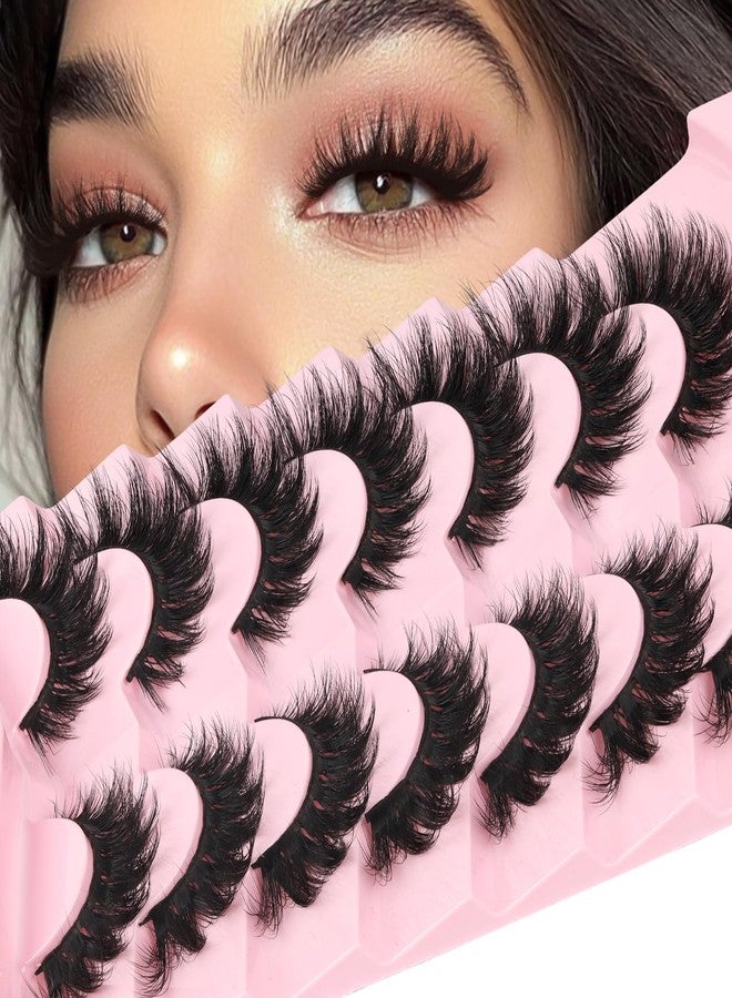Losha Lashes Fluffy False Eyelashes Volume Cat Eye Lashes 7 Pairs Crisscross Lashes Strips 8-18mm Thick Fake Eyelashes 3D Faux Mink Lashes (FC03) - Image 1