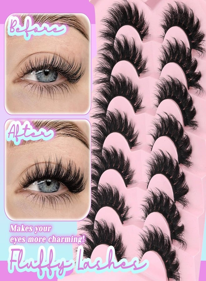 Losha Lashes Fluffy False Eyelashes Volume Cat Eye Lashes 7 Pairs Crisscross Lashes Strips 8-18mm Thick Fake Eyelashes 3D Faux Mink Lashes (FC03) - Image 4