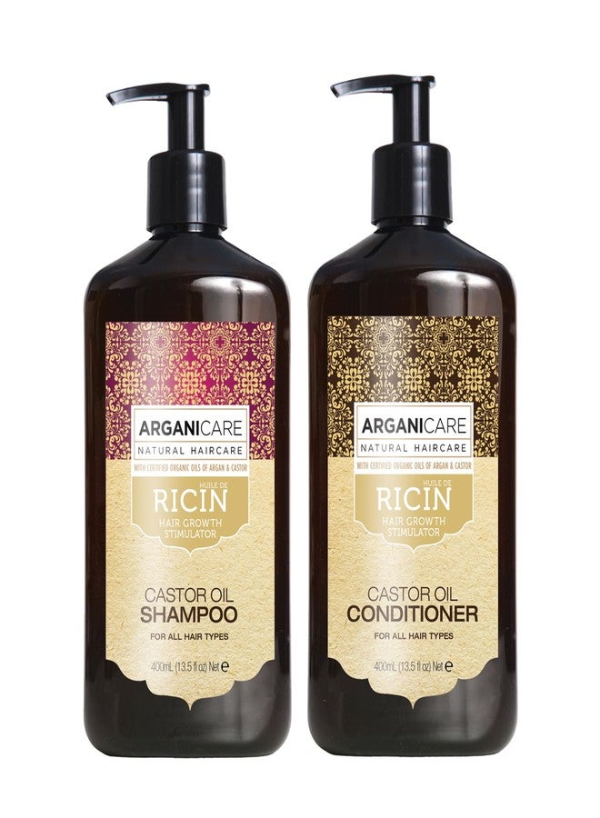 Arganicare | Duo Shampoo + Conditioner | Castor | Growth Accelerator | Gently Cleans & Moisturizes Hair | All hair types | 13.53 fl oz + 13.53 fl oz - Image 1