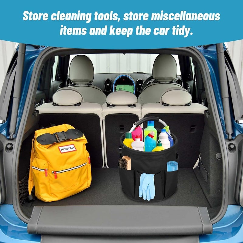 Tazweeq Cleaning Caddy Organiser, Cleaning Caddy with Handle, Foldable Cleaning Bag, Cleaning Products Organiser Bucket, Cleaning Storage Organiser for Home Garden Camping Beach Picnic (Dark Grey) - Image 5