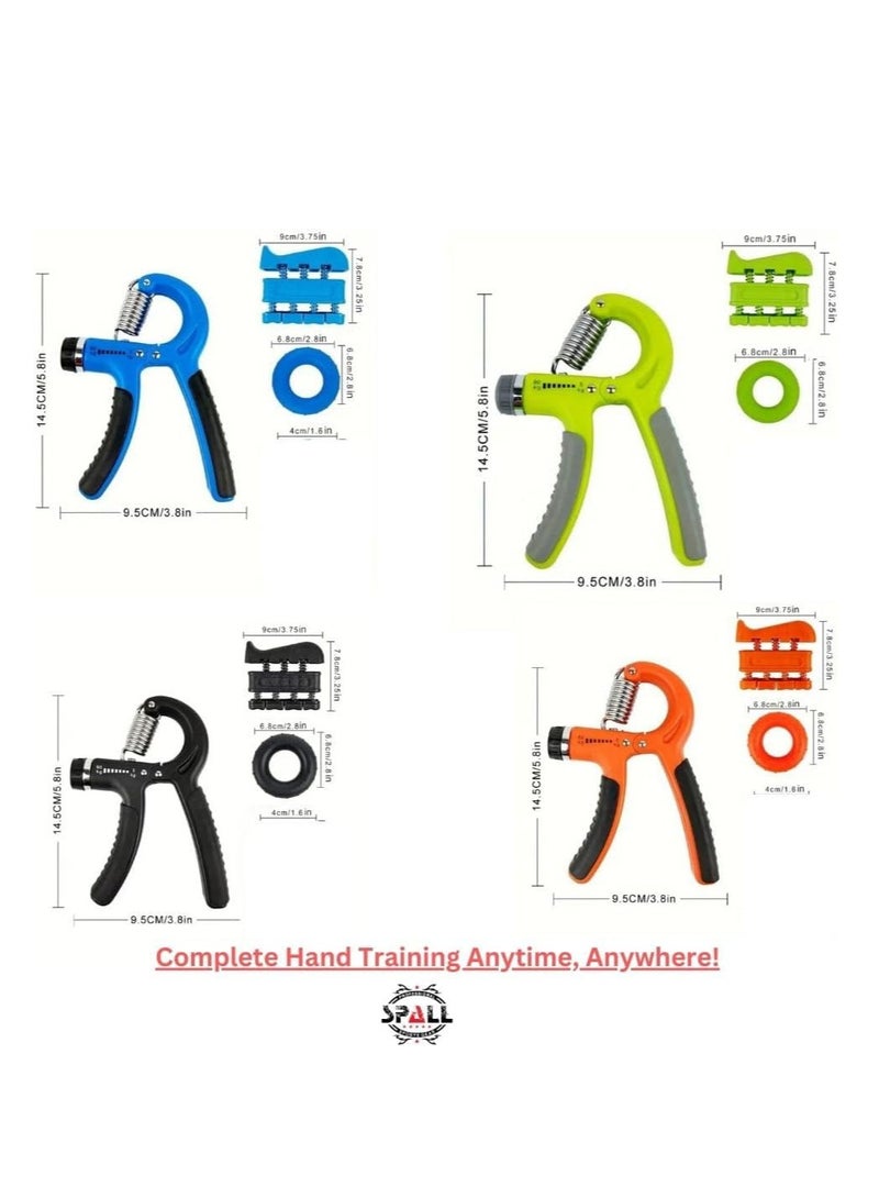 سبال مجموعة مكونة من 3 قطع لتمرين قوة القبضة - أداة تمرين قبضة اليد القابلة للتعديل، ومشد الأصابع، ومقوي الحلقات لتمرين اليد والأصابع والساعد - مثالية للرياضيين والموسيقيين وإعادة التأهيل - Image 4
