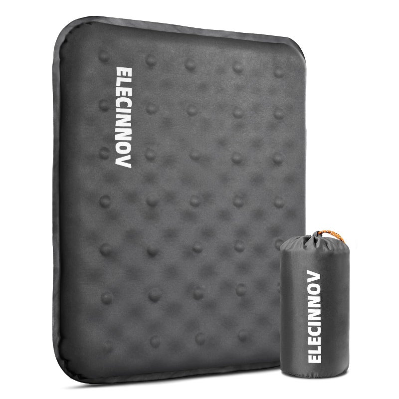 ELECINNOV Inflatable Seat Cushion, Self Inflating Memory Foam Stadium Seat Cushion Lightweight Camping Chair Pad Airplane Cushion for Long Flights Outdoor Travel Bleacher Office Car Backpacking (Grey) - Image 1