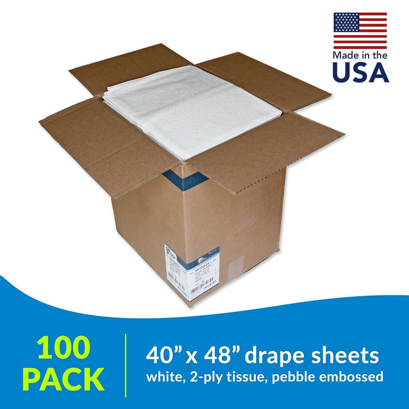TIDI Everyday 100 Recycled Fiber SingleUse Medical Patient Drape Sheets White 40 x 48 Pack of 100  2Ply Tissue  Pebble Embossed  LatexFree Medical Supplies  Tattoo Supplies 9810824 - Image 2