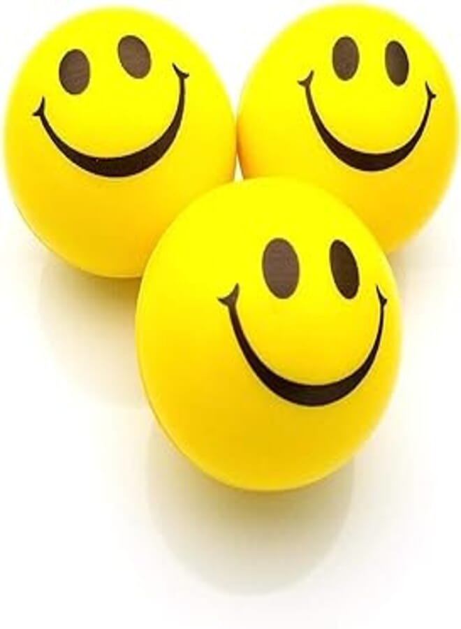 JRing Anti Stress Balls,Stress Ball,Stress Relief Ball,Smiley Squeezers,Hand Exercise Stress Balls, Perfect for Relieving Stress Anxiety(3Pack,Yellow)