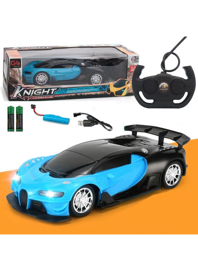 Generic Direct Remote Control Car Children's Toys Charging Toy Car Four-way Drift Electric Car With Lights A Generation Of Hair-Color:Blue Cloth (with Rechargeable Battery And Charging Cable)  - Image 1