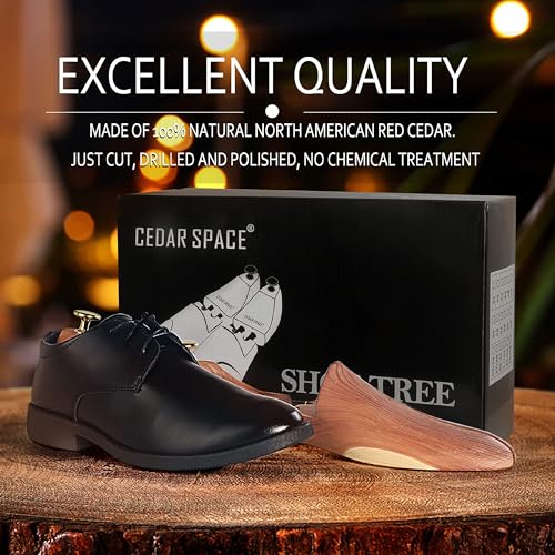 Cedar Space Cedar Shoe Trees for Men, 7.5-14 Sizes Cedar Shoe Trees, 1 Pairs Wooden Shoe Stretcher Tree, CS41 -US Size Men8 - Image 3