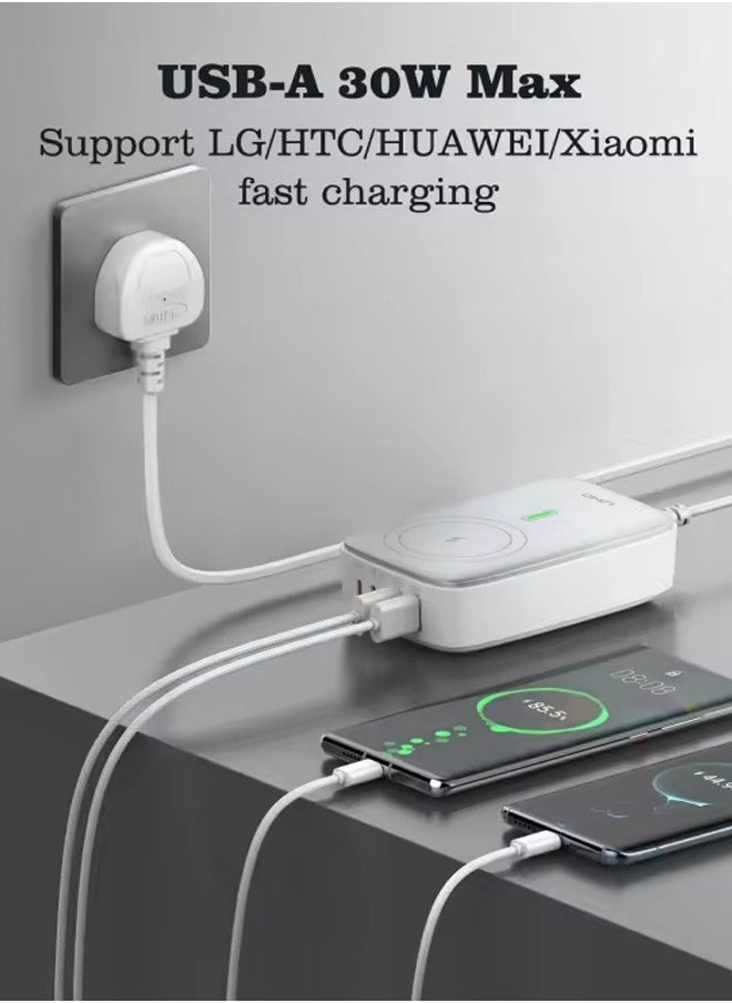 140W Wireless Charging With 2 USB-C 2 USB-A Multiport Desktop Wireless Charging Adapter White - pzsku/Z8717673EADBA88CE1D2BZ/45/_/1739961081/559a5d7a-ab90-4f8f-afa5-535aa6388ed5