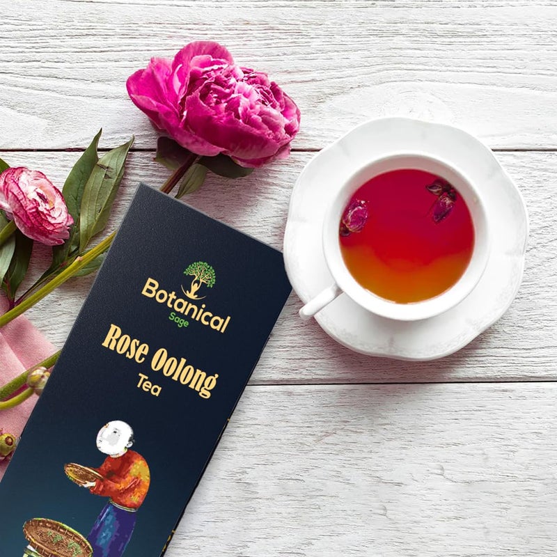 Botanical Sage- Rose Oolong Tea 15 Pyramid Tea Bags | Himalayan Oolong tea Blended With Rose Petals & Rose Hips - Image 2