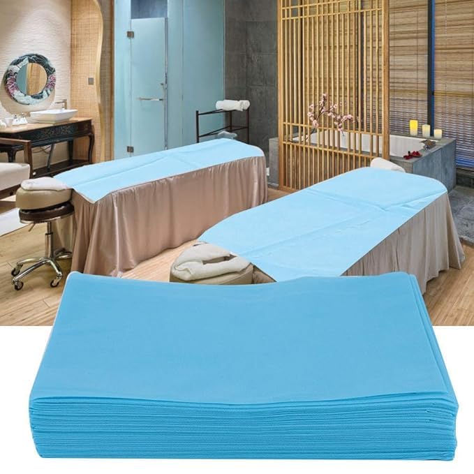 KUDIZE Disposable Non-Woven Bed Sheet for Hospital; Hotel; Spa and Beauty Parlor 30 GSM (Blue; 42 * 84 Inch/106.68 * 213.36 cm) (Pack of 100) - Image 1