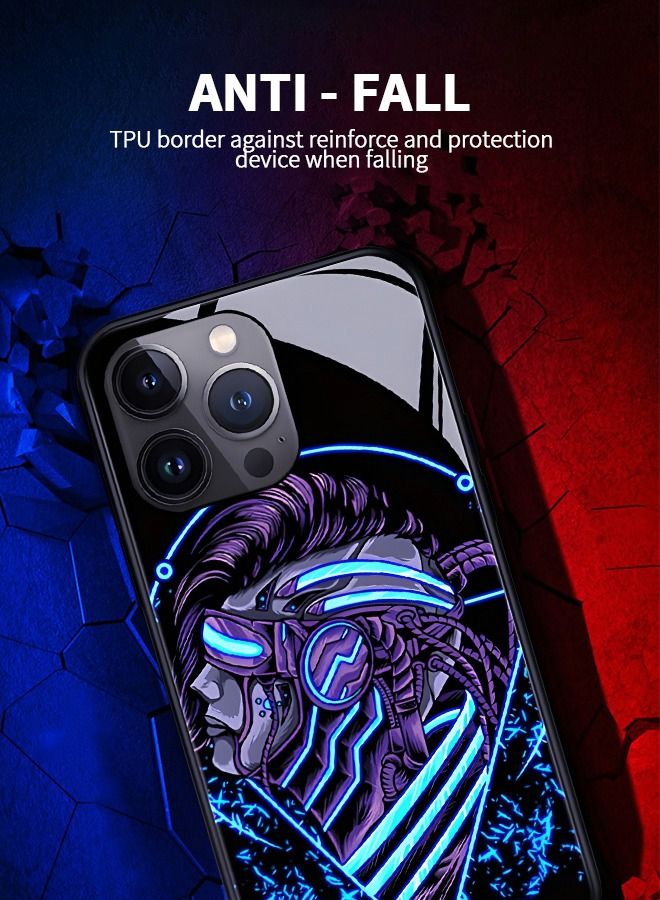 GROIC Compatible with iPhone 14 Pro Max Case,Glow Phone Shell,Tempered Glass Back Soft Slim TPU Bumper Shockproof Colorful Light Up Phone Cover for iPhone 14 Pro Max 6.7 Inch - Image 4