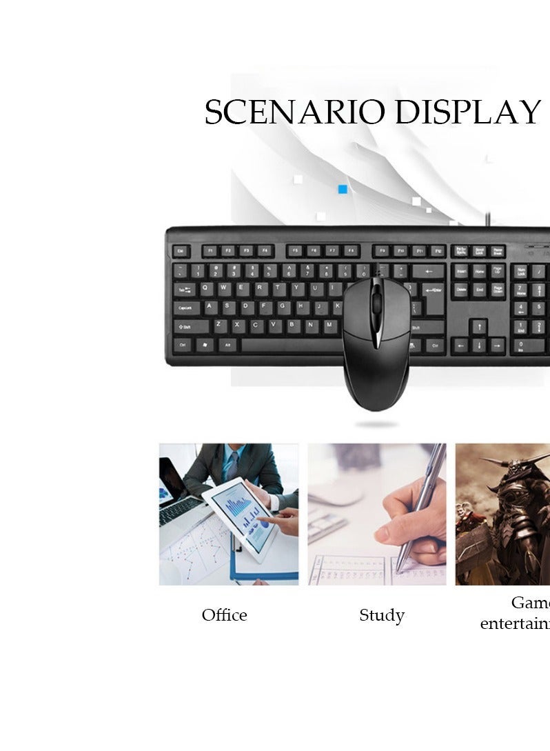 DUNISO Wired USB Keyboard, Laptop Desktop, Compact Business Office Gaming Keyboard And Mouse Set (Black) - Image 5