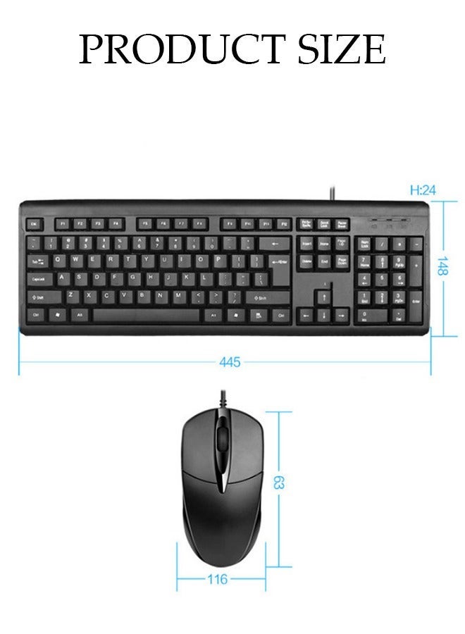 DUNISO Wired USB Keyboard, Laptop Desktop, Compact Business Office Gaming Keyboard And Mouse Set (Black) - Image 3