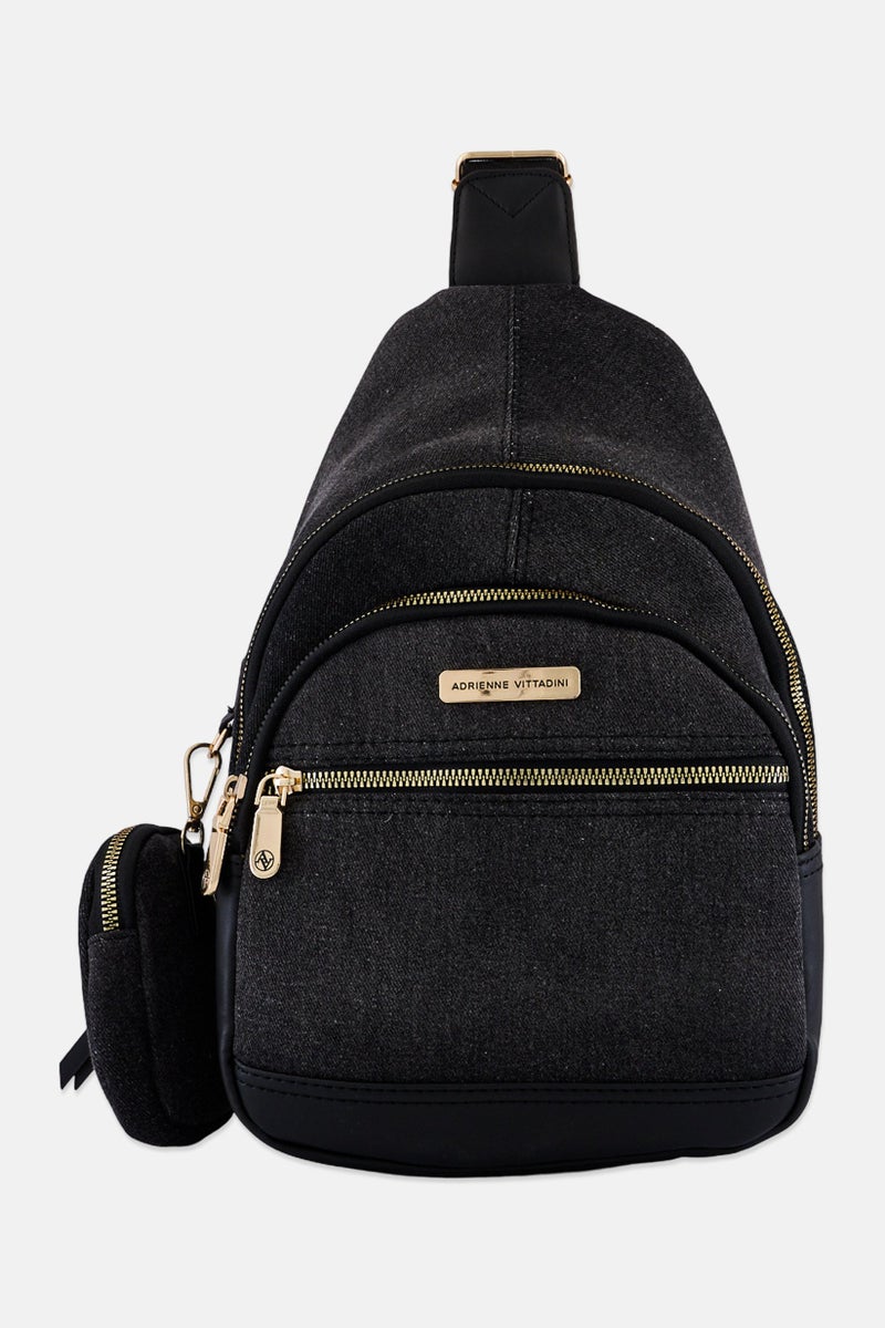 ADRIENNE VITTADINI Women Brand Logo Sling Bag, Grey - Image 1