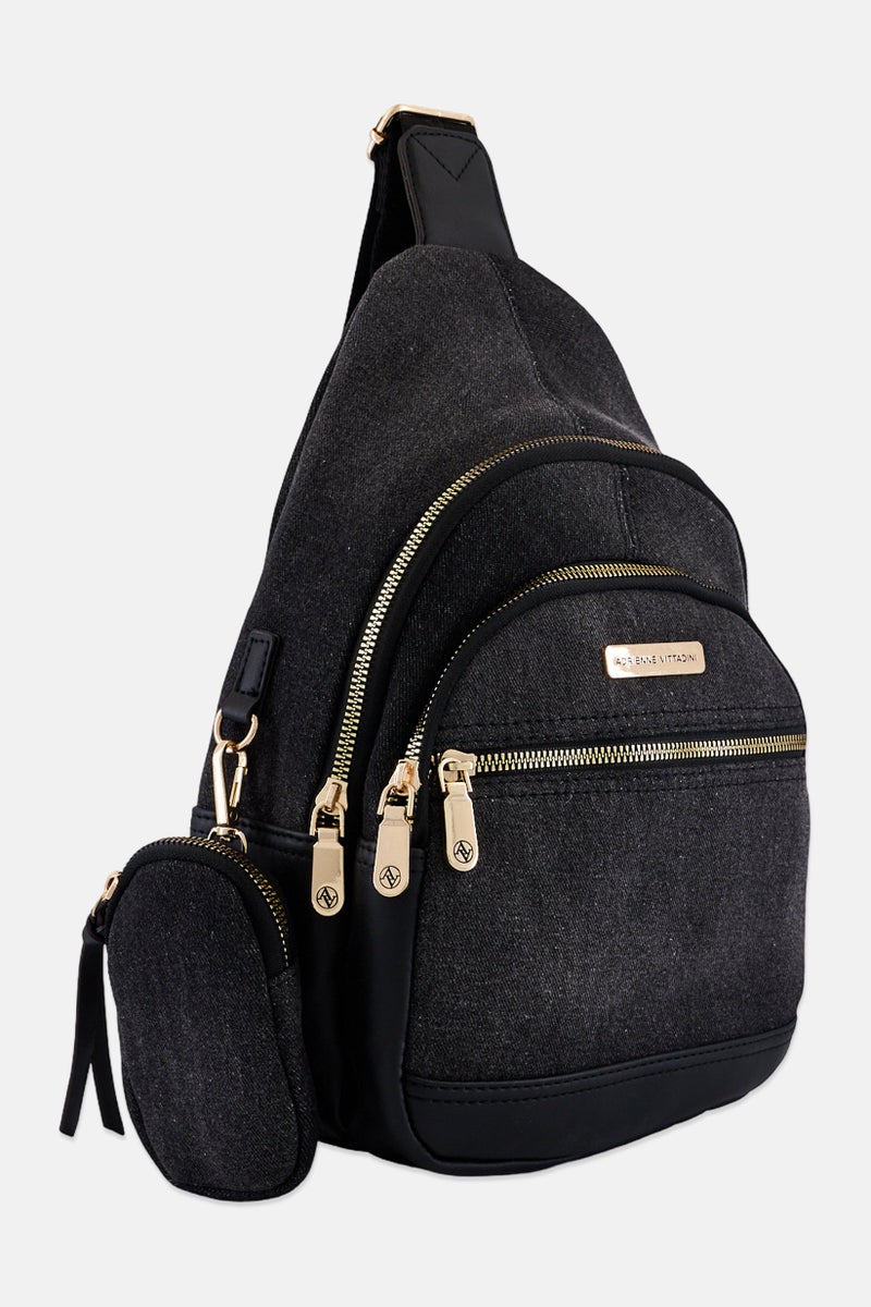 ADRIENNE VITTADINI Women Brand Logo Sling Bag, Grey - Image 3