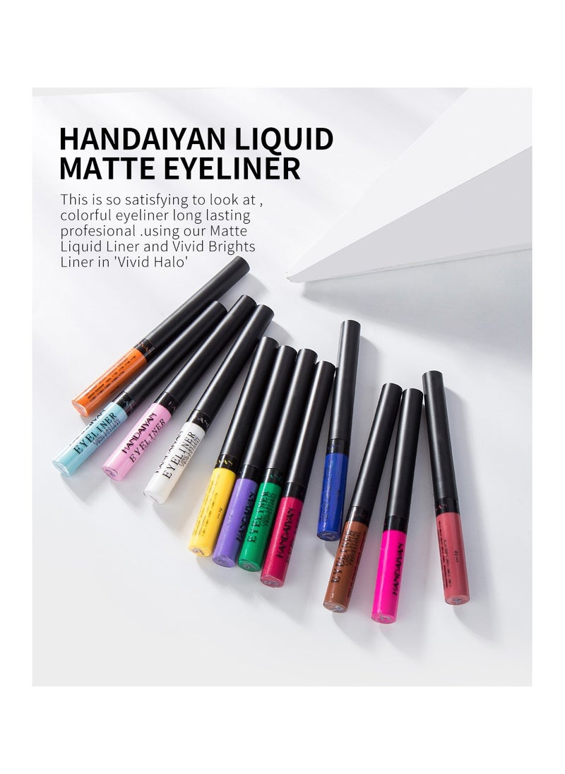 Handaiyan Liquid Eyeliner Waterproof Smudge Proof Sweat 12 Colors Matte Liner Set Long Lasting Pigment Professional Makeup Gift Quick Dry ,Gel,Soft,Smooth,Natural,Hyper Easy Suit Clubs, Stages, Parties （A）  - Image 5