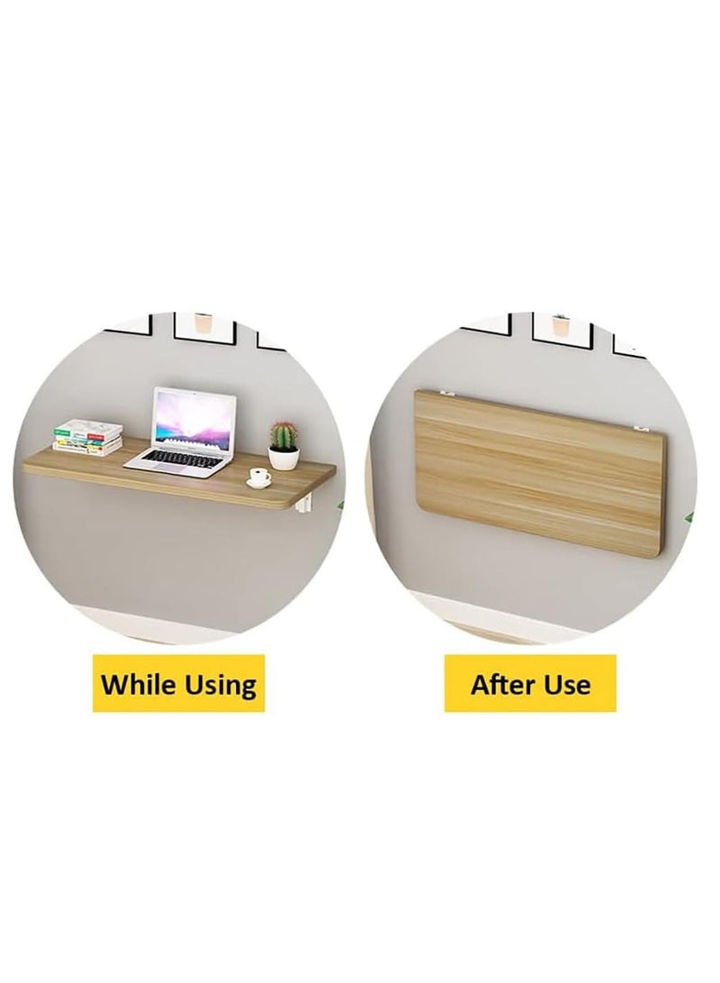 VITION Computer Wall Mount Stand Folding Wall-Mounted Drop-Leaf Table, Metal Folding Shelf Bench Table Bracket (40 X 80cm) Beige - Image 3