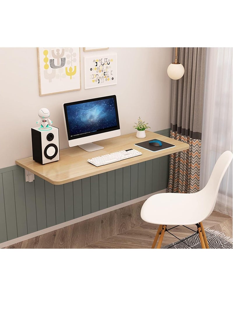 VITION Computer Wall Mount Stand Folding Wall-Mounted Drop-Leaf Table, Metal Folding Shelf Bench Table Bracket (40 X 80cm) Beige - Image 4