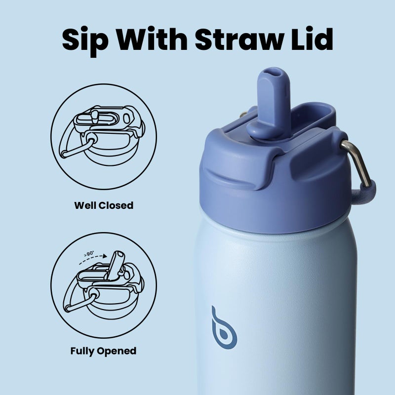 BOTTLE BOTTLE 16 oz sports water bottle stainless steel insulated kids water bottle with straw and pills holder for gifts and schoolï¼ˆblueï¼‰ - Image 3