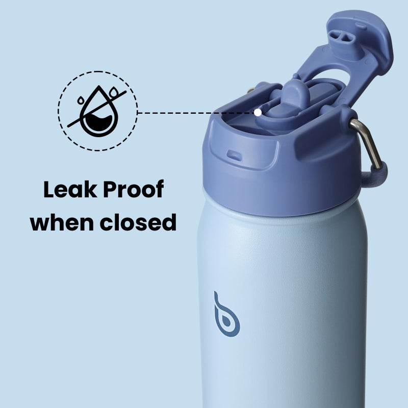 BOTTLE BOTTLE 16 oz sports water bottle stainless steel insulated kids water bottle with straw and pills holder for gifts and schoolï¼ˆblueï¼‰ - Image 4