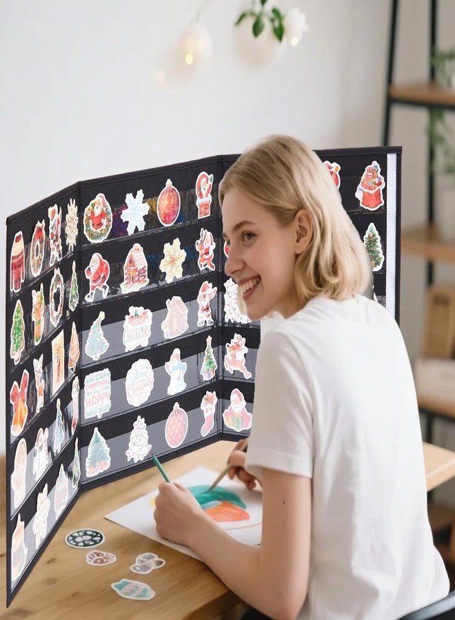 Faccito 5 Layers and 3 Sides Portable Sticker Display Stand for Big 4'' Stickers, No Assembly Required Sticker Display for Vendor Events, Small Business Supplier Events Black - Image 5