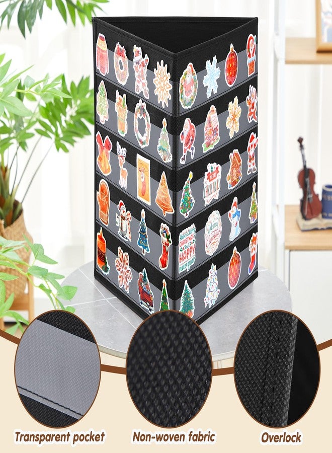 Faccito 5 Layers and 3 Sides Portable Sticker Display Stand for Big 4'' Stickers, No Assembly Required Sticker Display for Vendor Events, Small Business Supplier Events Black - Image 3
