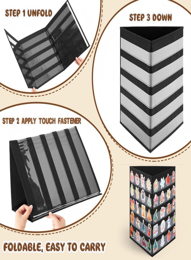Faccito 5 Layers and 3 Sides Portable Sticker Display Stand for Big 4'' Stickers, No Assembly Required Sticker Display for Vendor Events, Small Business Supplier Events Black - Image 4