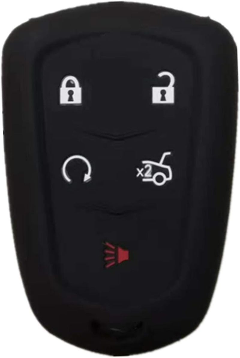 RUNZUIE Silicone Keyless Entry Remote Key Fob Cover Case Protector Shell for Cadillac Escalade CT6 XT5 CTS XTS SRX ATS HYQ2AB（5 Buttons） - Image 1