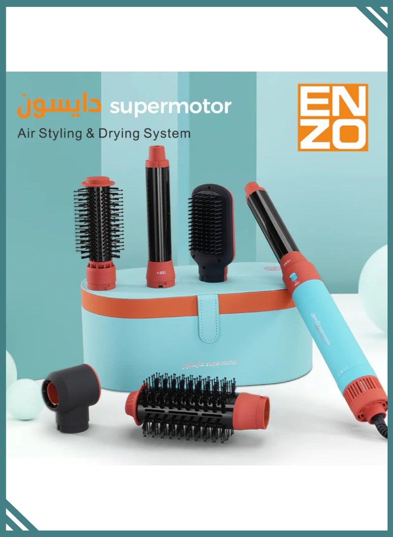 إنزو EN-4133 6-in-1 Electric Hair Styling Tool - Hair Straightener, Curler, Hot Air Brush & One-Step Dryer with Ionic Technology 1500W Power for Fast Salon Styling at Home - Image 3