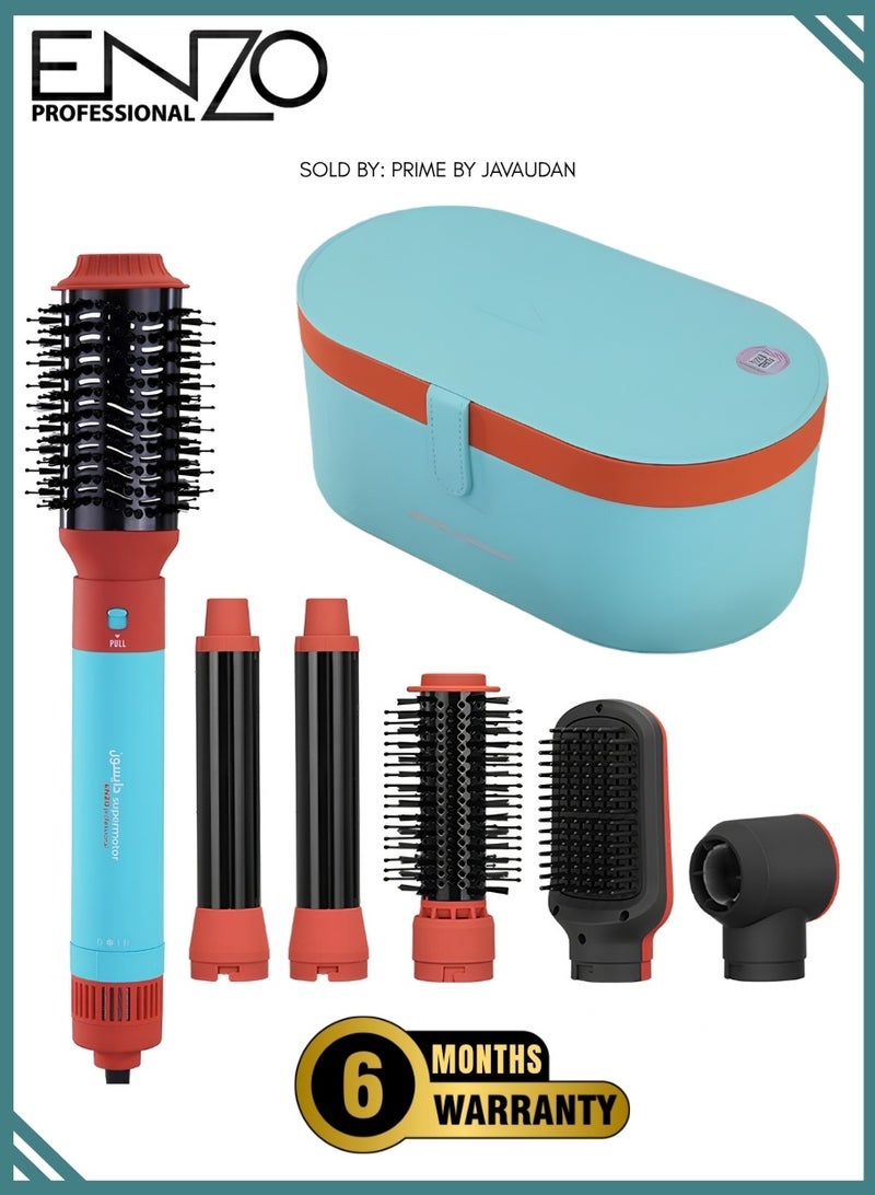 ENZO EN-4133 6-in-1 Electric Hair Styling Tool - Hair Straightener, Curler, Hot Air Brush & One-Step Dryer with Ionic Technology 1500W Power for Fast Salon Styling at Home - Image 1