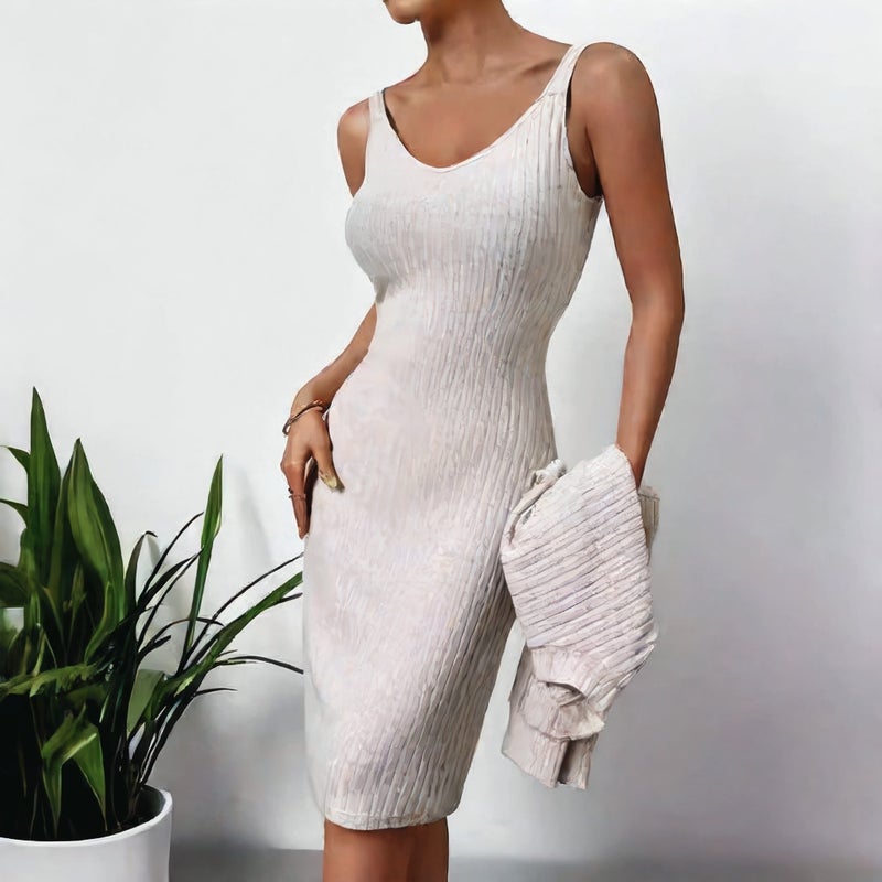 Women's 2-Piece Knit Long Sleeve Top and Camisole Dress Set - Image 1