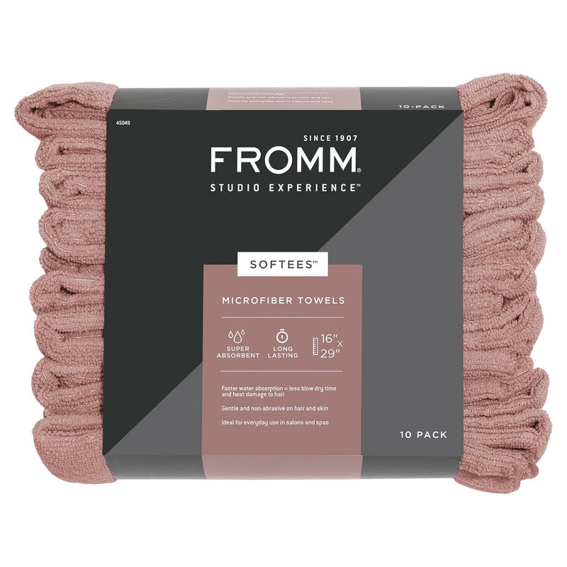 Fromm Softees Microfiber Towels for Hair Salon Barber Spa Gym Hair Wrap for Drying Curly Long Wavy Hair Terracotta 16 x 29 Inches 10 Pack