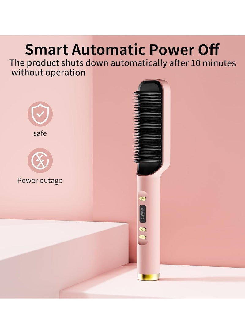 2in1 Hair Straightener Brush, Hair Iron with Built-in Comb Perfect for Professional Salon at Home travel Dual Heat Settings， One Step Hair Styler For All Hair Types，Professional Powerful Ceramic Tourmaline Ionic Hot Brush - Image 3