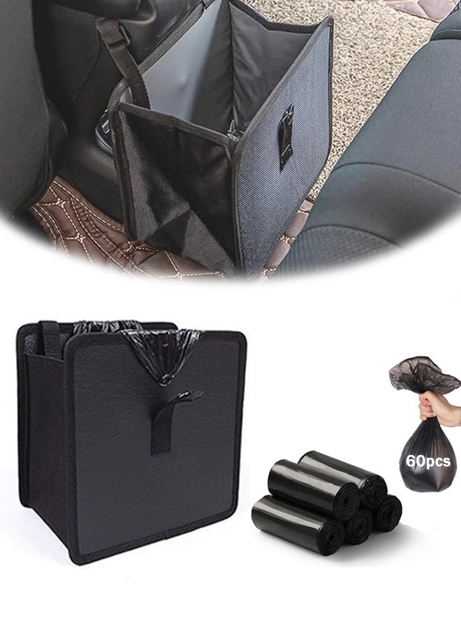Foldable Hanging Car Trash Can - Large Capacity Waterproof Garbage Bag, Leakproof Storage Organizer for Camping, Interior Accessories (Black) - Image 1