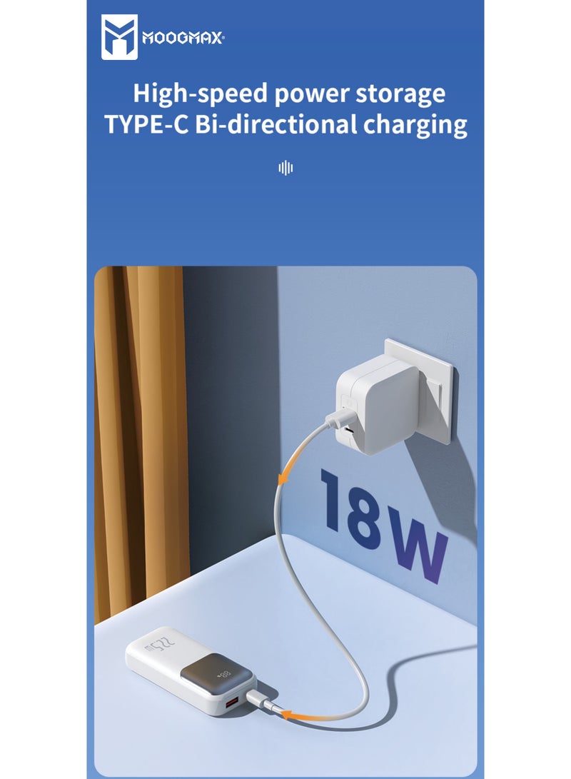 MOOGMAX 10000mAh Power bank, with a digital display screen, and 22.5W fast charging. powerbank distinguished by the smallest size in the world, and two built-in cables (Lightning & Type-C), and two charging ports.  - Image 5