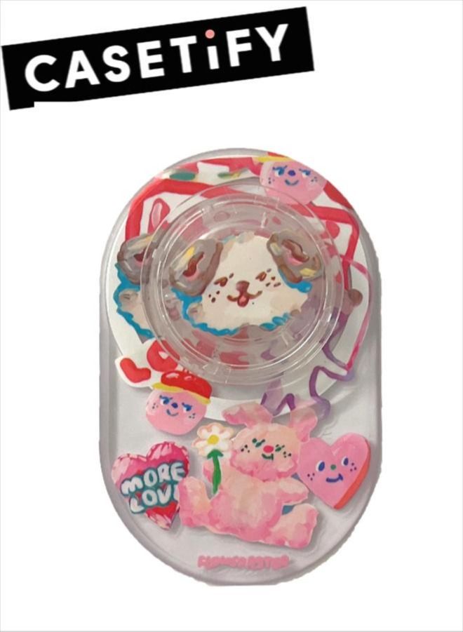 Casetify Cute Dog Phone Grip Stand Compatible with MagSafe, MagSafe Phone Grip Holder, Wireless Charging Compatible Pink - Image 1